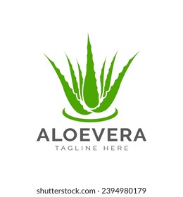 Plantilla de diseño del logotipo de la planta de Aloe Vera. Planta Aloe Vera, deja Logo. Diseño de plantas herbáceas y vectores de caída. Lotipo de gel de Aloe Vera.