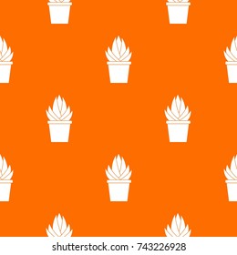Aloe vera plant pattern repeat seamless in orange color for any design. Vector geometric illustration