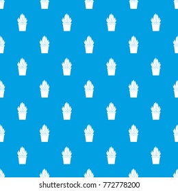 Aloe vera plant pattern repeat seamless in blue color for any design. Vector geometric illustration