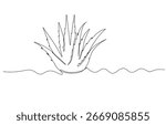 Aloe Vera Plant in a Pot Continuous Line Art, Aloe Vera Plant in Single Line Art, Aloe vera leaves in a continuous line drawing