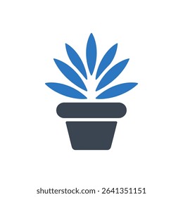 Aloe vera plant with spiky leaves in a pot icon