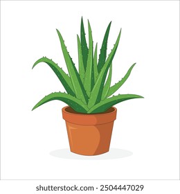 Ilustración vectorial de la planta de aloe vera sobre un fondo blanco