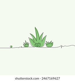 Aloe vera pflanzt eine Linie Kunst einfache Vektorillustration