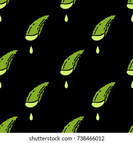 aloe vera seamless doodle pattern