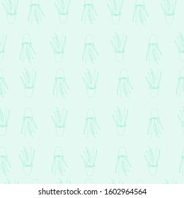 aloe vera seamless pattern. botanical green monochrome decoration. Colourful Vector illustration.