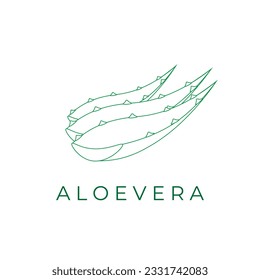 Logotipo de Ilustración del vector de línea simple de Aloe Vera