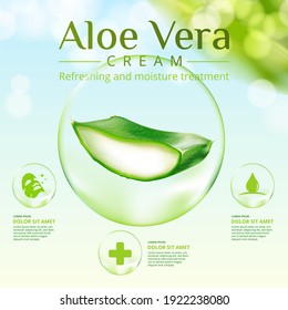 Aloe Vera skin care product in 3d illustration.