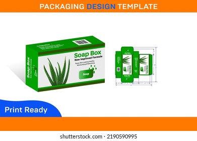 Plantilla de diseño de empaquetado de caja de jabón de Aloe vera