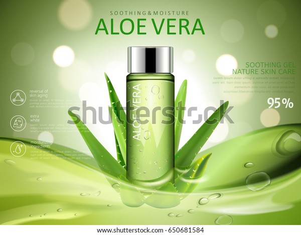 Aloe Vera Soothing Gel Ad Cosmetic Stock Vector (Royalty Free) 650681584