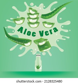 Aloe Vera splash water bottle design vector illustration.