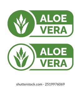 Símbolo de Aloe Vera, logotipo, insignia, ícono, pegatina, etiqueta, emblema, sello, verde, línea, Vector plano, ilustración aislada. Etiqueta de Aloe Vera para el diseño de envases de productos.