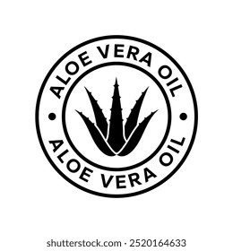 Aloe Vera  symbol, logo, badge, icon, sticker, label, emblem, stamp, green, line, flat vector, isolated illustration. Aloe Vera label for product packaging design.