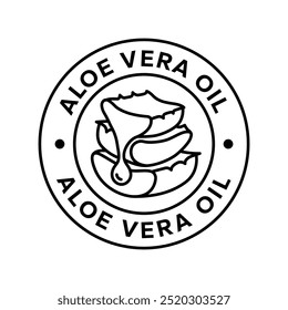 Aloe Vera Symbol, Logo, Abzeichen, Symbol, Aufkleber, Etikett, Emblem, Stempel, grün, Linie, flacher Vektor, einzelne Illustration. Aloe Vera-Etikett für Produktverpackungsdesign.