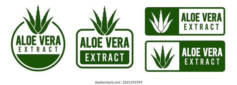 Aloe Vera  symbol, logo, badge, icon, sticker, label, emblem, stamp, green, line, flat vector, isolated illustration. Aloe Vera label for product packaging design.