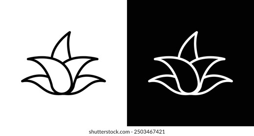 Aloe vera thin line vector icon set.