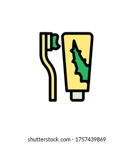 Aloe vera toothpaste toothbrush icon. Simple color with outline vector elements of healing plant icons for ui and ux, website or mobile application