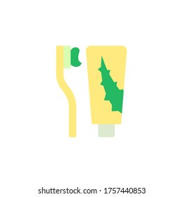 Icono de cepillo de dientes de pasta dental Aloe vera. Elementos vectoriales simples de color de los iconos de plantas de curación para ui y ux, sitio web o aplicación móvil