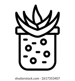 Aloe Vera Topping Vector Line Icon Design