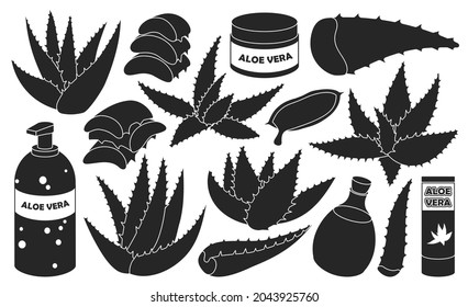Aloe vera vector black set icon. Vector illustration cactus on white background. Isolated black set icon aloe vera.