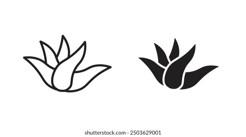 Aloe vera vector icon in solid and outline style