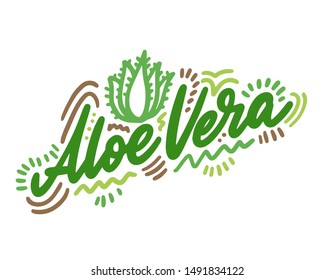 Aloe vera vector illustration.Vector set of element for advertising, packaging design of products.
