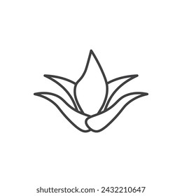 Aloe Vera Vector Line Icon illustration.