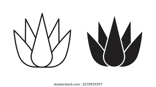 Aloe vera vector line icon illustration