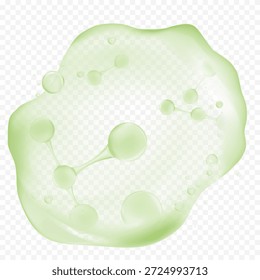 Aloe Vera,Green Drop Molecular structure background with floating 3D molecules.Vector Futuristic Water texture,backgroud for skincare,science,biotech,cosmetic product presentation	