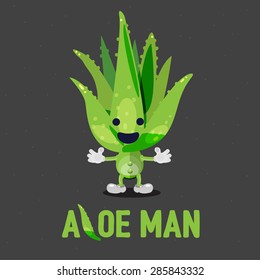 aloevera character design. mascot  - vector illustration