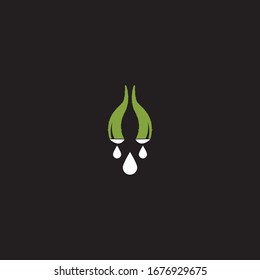 Aloevera logo vector template illustration on black background 
