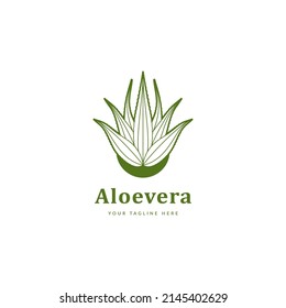 aloevera plant logo icon outline style