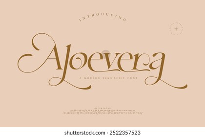 Aloevera, logotipo de la boda, letra del alfabeto y tipografía numérica, letras clásicas de lujo, Fuentes serif, logotipos decorativos para la marca