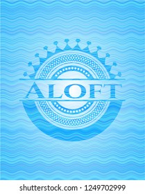 Aloft water representation emblem background.