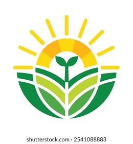 A-logo-stylized-sun-and-plant-combination- vector-illustration, this is a editable file.