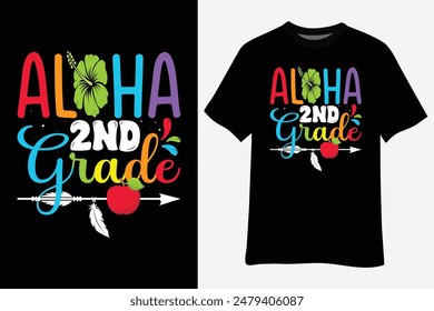 Diseño de camiseta de vuelta a la escuela para maestra de 2do grado Aloha