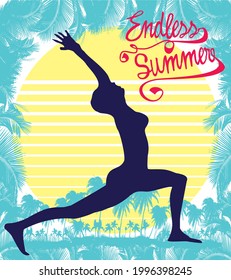 Aloha Beach Endless summer yoga time graphic design vector art