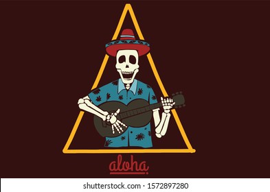 aloha beach party skeleton with hat