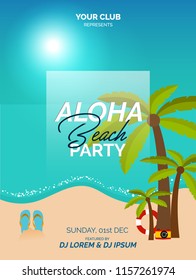 Aloha beach party vector poster design and flyer design illustration.