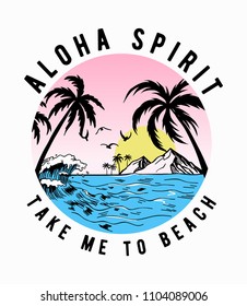 Aloha Beach Theme Vector Illustrations, For T-shirt And Other Uses