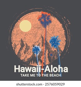 Aloha beach vector illustrations, for t-shirt and other uses