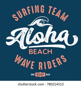 Aloha Beach Wave Riders - Tee Design For Print