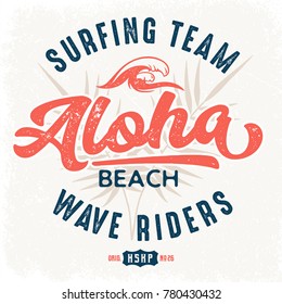 Aloha Beach Wave Riders - Tee Design For Print