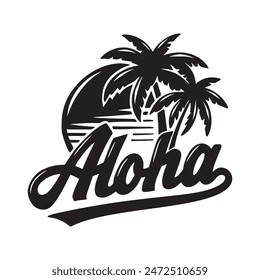 Aloha beaches Hawaii. Vector illustration suitable for printing