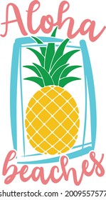 Aloha beaches with a pineapple clipart