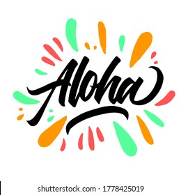 Aloha brush calligraphy vector design for banner,poster,postcard,event, and invitation.