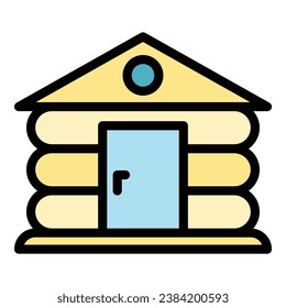 Aloha bungalow icon outline vector. Island house. Sea villa color flat