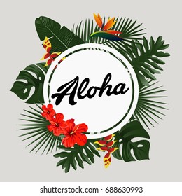 Aloha Card Design Tropical Palm Leaves Stock Vector (royalty Free 