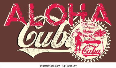Aloha Cuba graphic design vector art