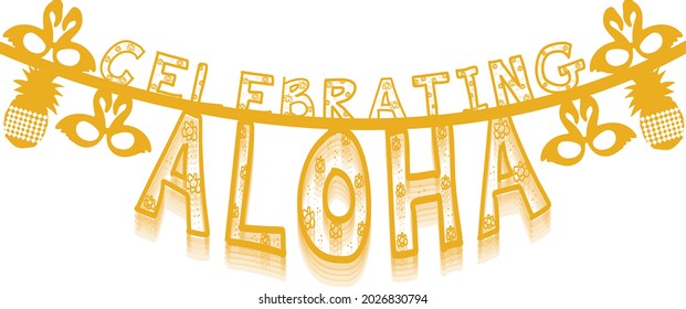 Aloha Day Festival  Vector illustration. Isolated on white background.