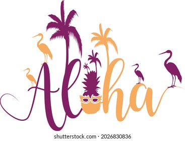 Aloha Day Festival  Vector illustration. Isolated on white background.
